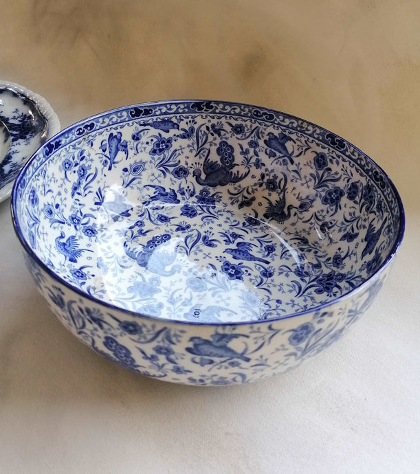 Flow Blue and White Decorative Bowl