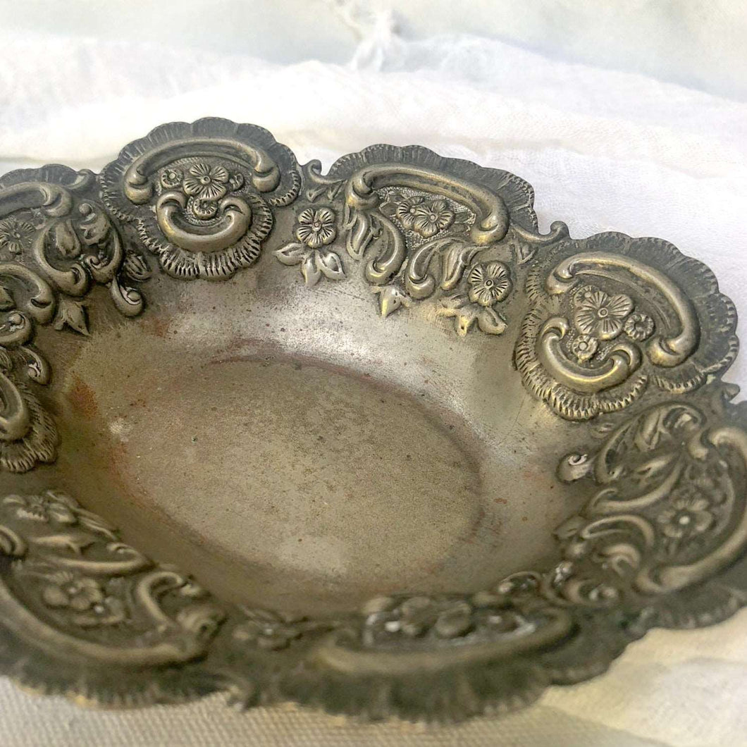 Antique Patina Silver Dish